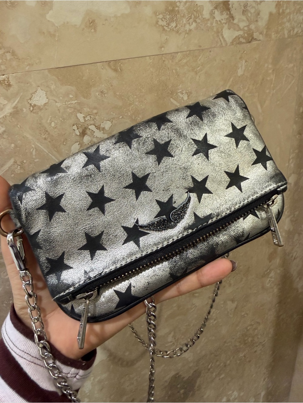 Zadig & Voltaire Rock Nano Circus Star Silver Bag
